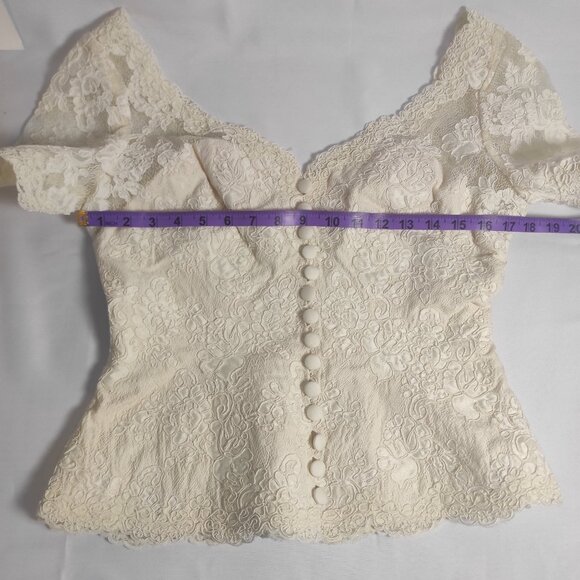 90s BELSOIE button front lace peplum top - Picture 4 of 10